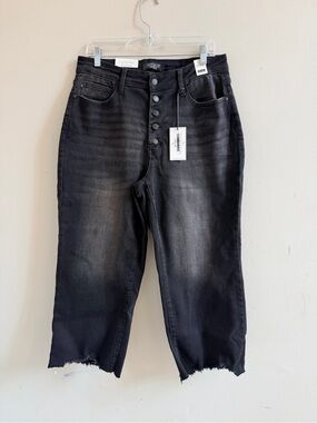 Judy Blue High Rise Cropped Wide Leg Jeans Size 14W Black